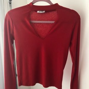 Zara red long sleeve top.